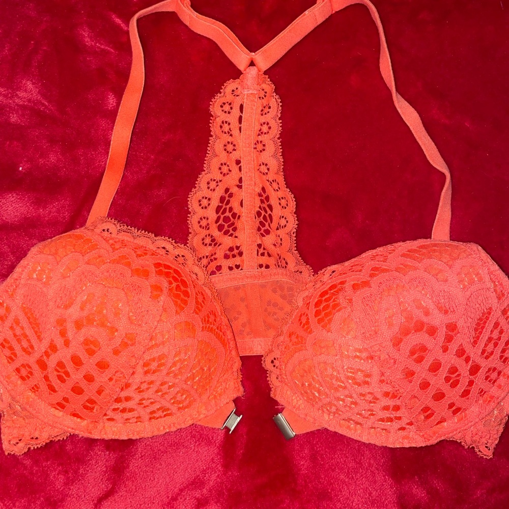 Lace Halter Bralette in Vibrant Orange